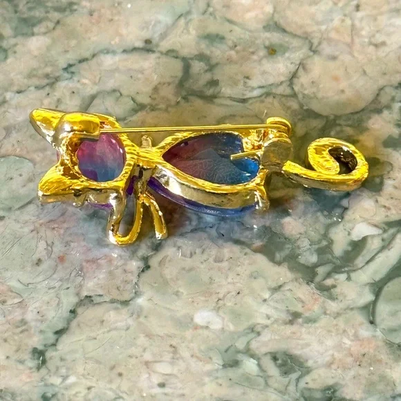 Crystal Cat Pin Brooch - Picture 3 of 3